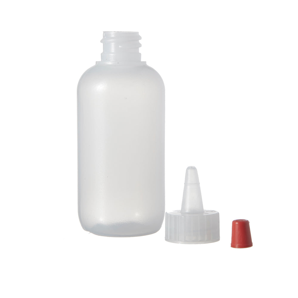 12 pack of 2oz (60mL) Plastic Boston Round Squeeze Bottles with Yorker Caps  LDPE