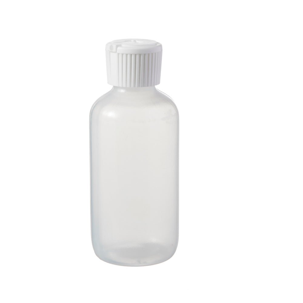 Boston Round Bottles with White Flip-Top Caps # 4 Oz. - 1 7/8"Dia x 5 3/4"H - 24mm cap - 1 Dozen