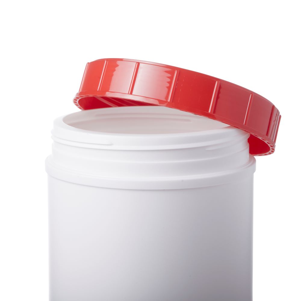 White Canisters With Lids # Red Lid, 44 Oz. - 1 Dozen