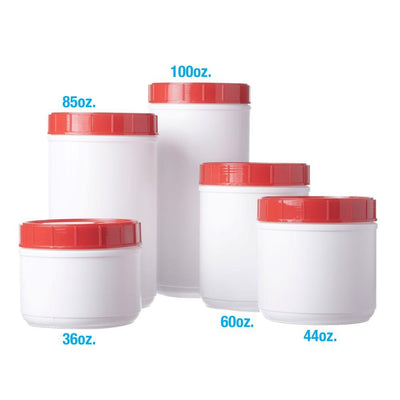 White Canisters With Lids # Red Lid, 44 Oz. - 1 Dozen