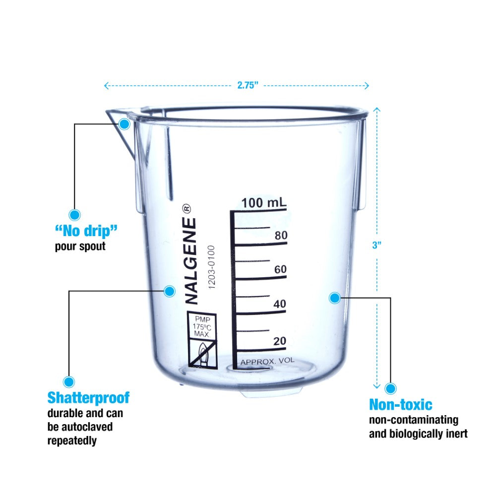 Nalgene™ Griffin Low-form PMP Beakers # 100 ml - Pkg/12