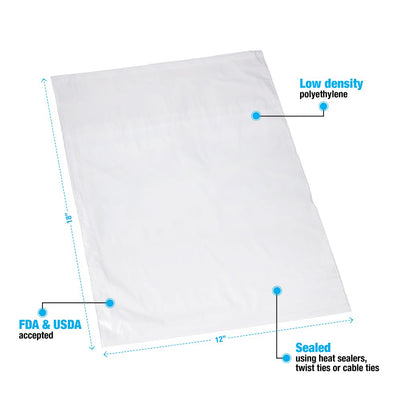 Flat Poly Bags # 1.5 Mil, 12 x 18 - Case of 1000